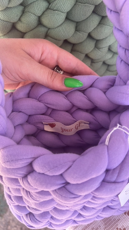 Lilac Chunky Cotton Shoulder Bag