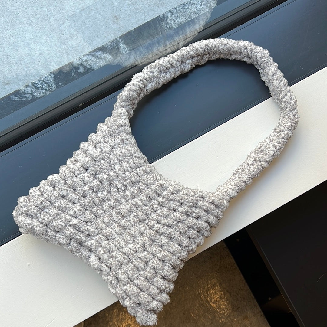 Grey Speckle Jersey Knit Shoulder Bag