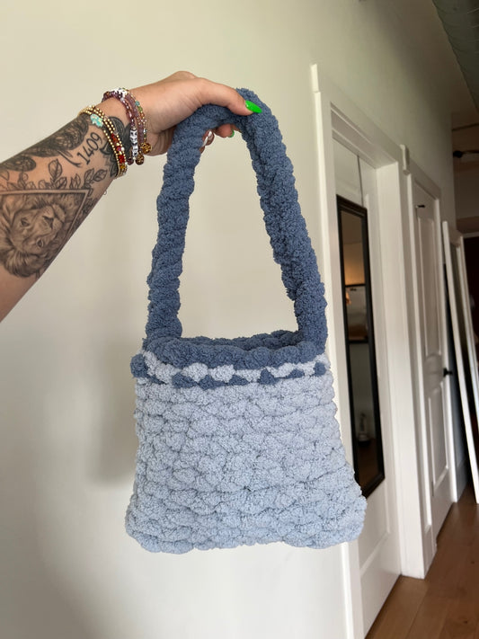 Two-Tone Baby Blue Shoulder Bag