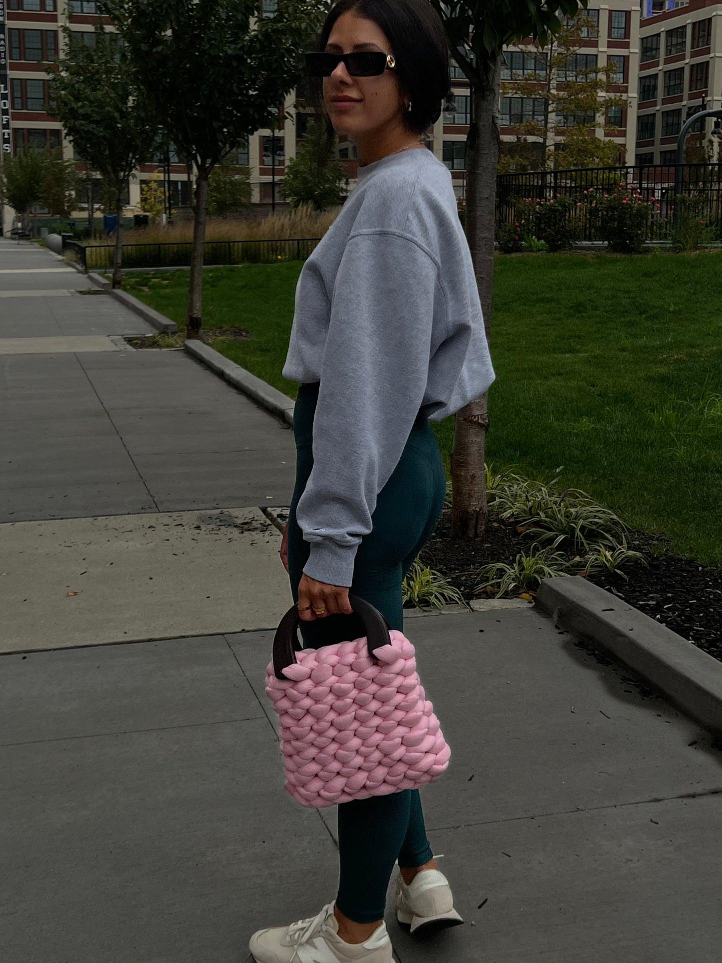 Baby Pink Plush Handle Bag