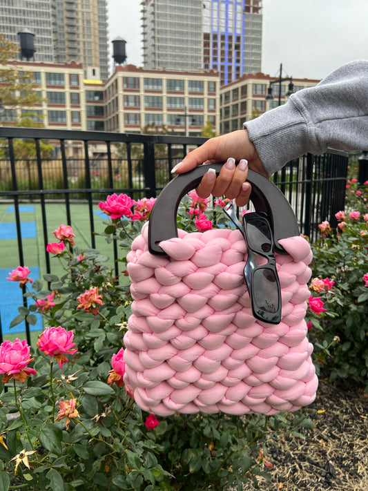 Baby Pink Plush Handle Bag