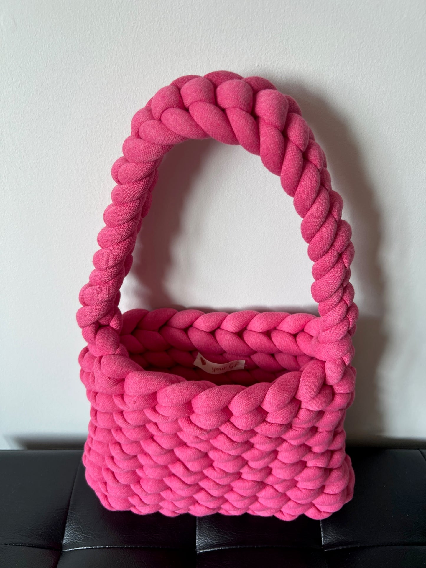 Pink Plush Knit Shoulder Bag