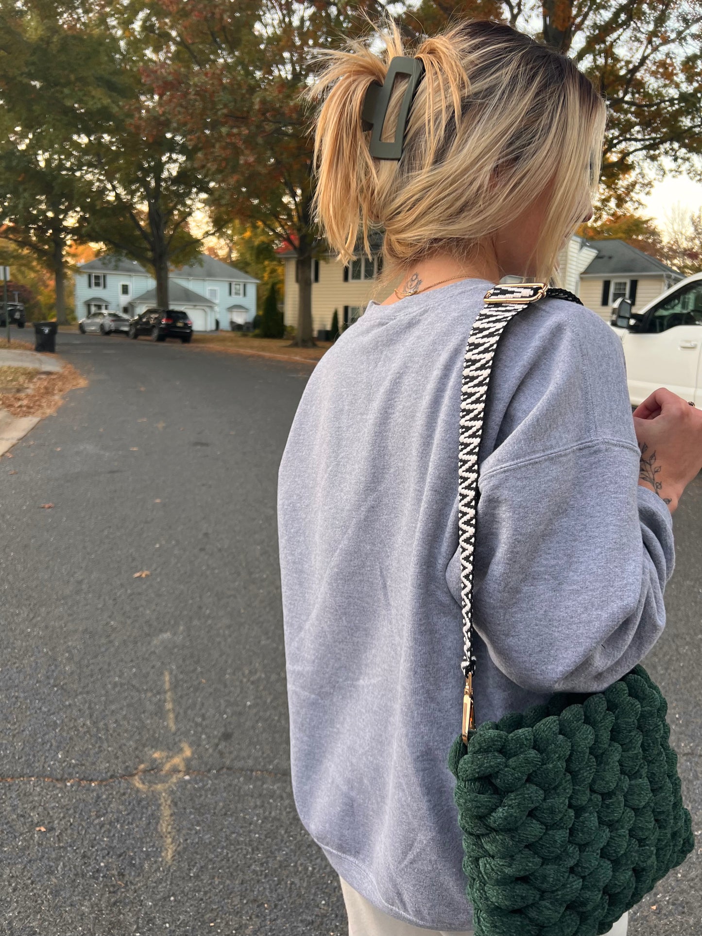 Chenille Chunky Small Bag w/Adjustable Shoulder Strap